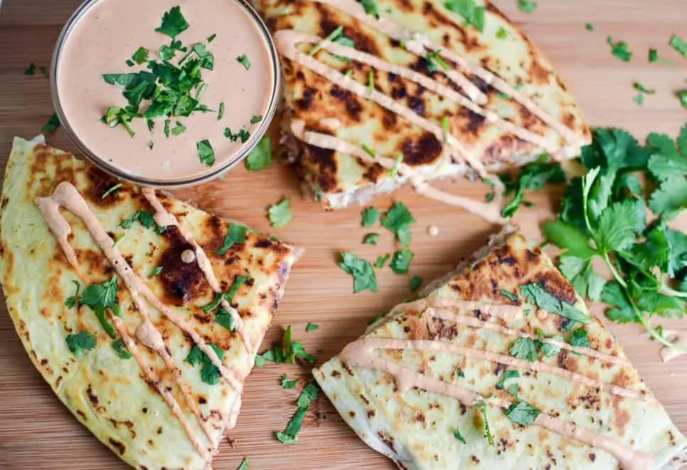 Shredded Pork Quesadillas with Chipotle Cream