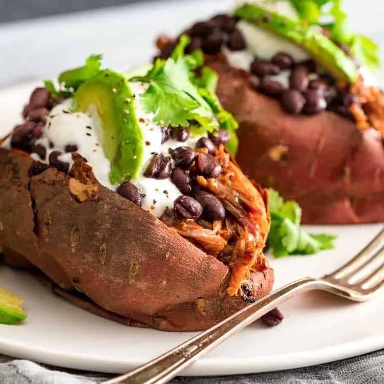 Shredded Pork Stuffed Sweet Potatoes