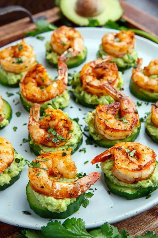 Shrimp and Avocado Cucumber Bites