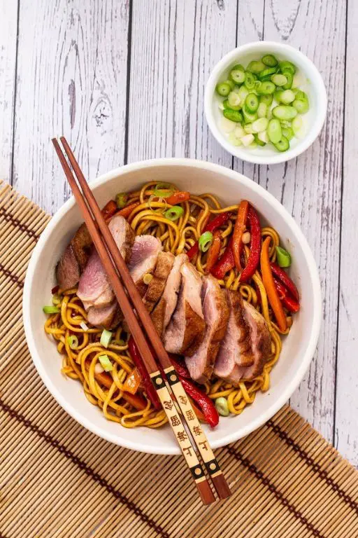 Singapore Noodles with Duck and Hoisin Sauce