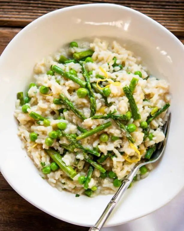 Slow Cooker Asparagus and Pea Risotto