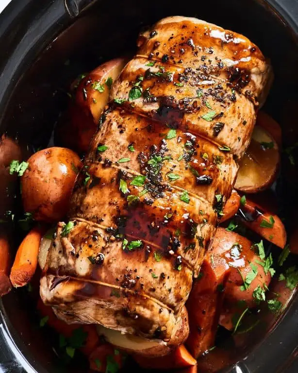 Slow Cooker Bone-In Pork Loin with Vegetables