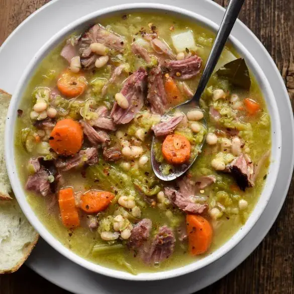 Slow Cooker Cabbage and Ham Hock Soup
