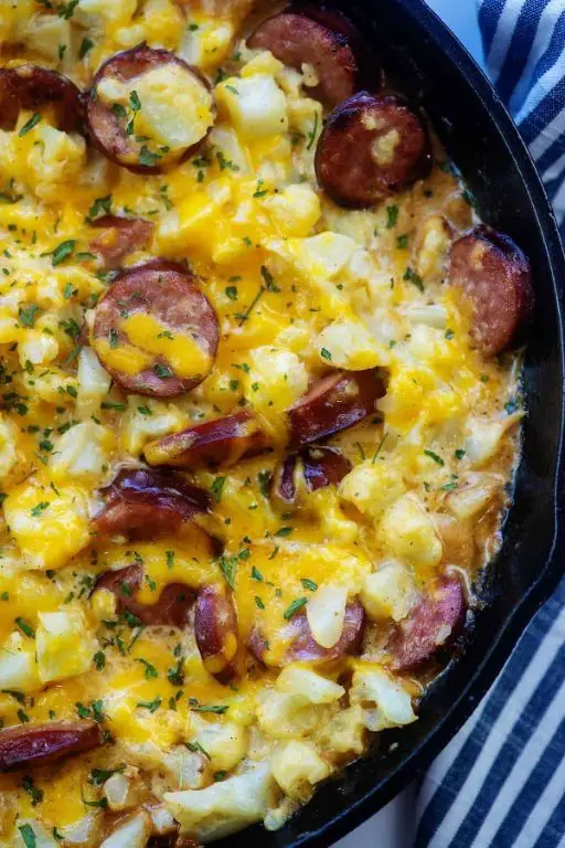 Slow Cooker Cauliflower and Sausage Casserole