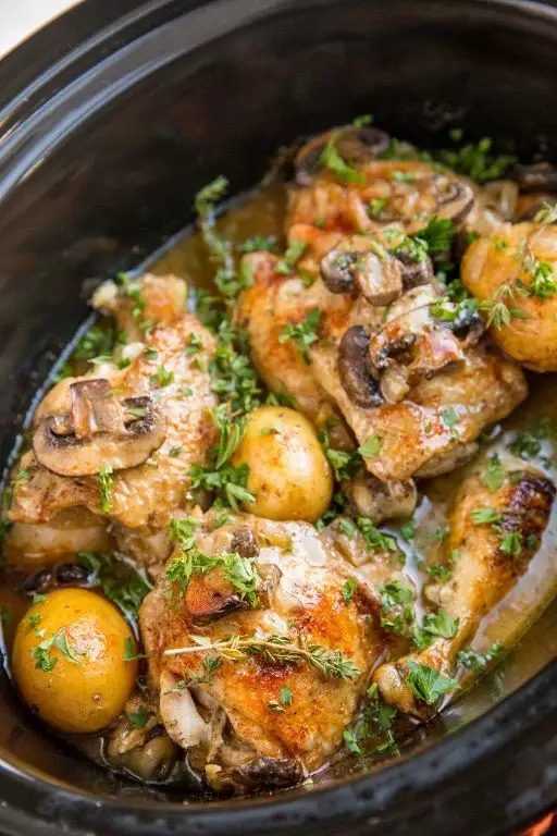 Slow Cooker Creamy Mushroom Chicken Thighs