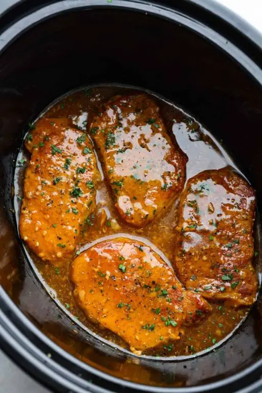 Slow Cooker Honey Garlic Pork Chops for Two