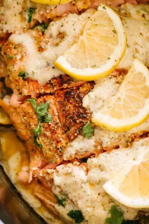 Slow Cooker Lemon Garlic Salmon