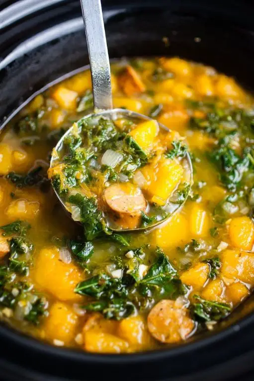 Slow Cooker Sausage and Butternut Squash Soup