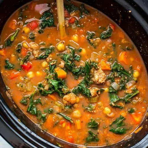 Slow Cooker Sausage and Kale Soup