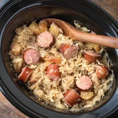 Slow Cooker Sausage and Sauerkraut Stew