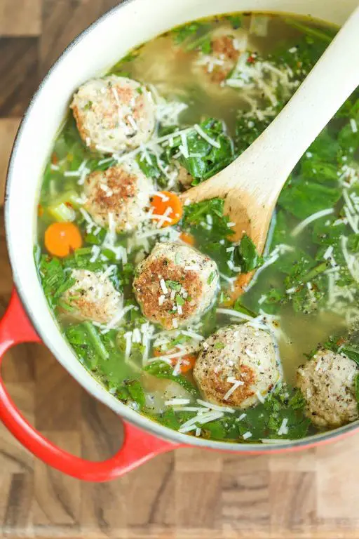 Slow Cooker Turkey Meatball and Spinach Soup
