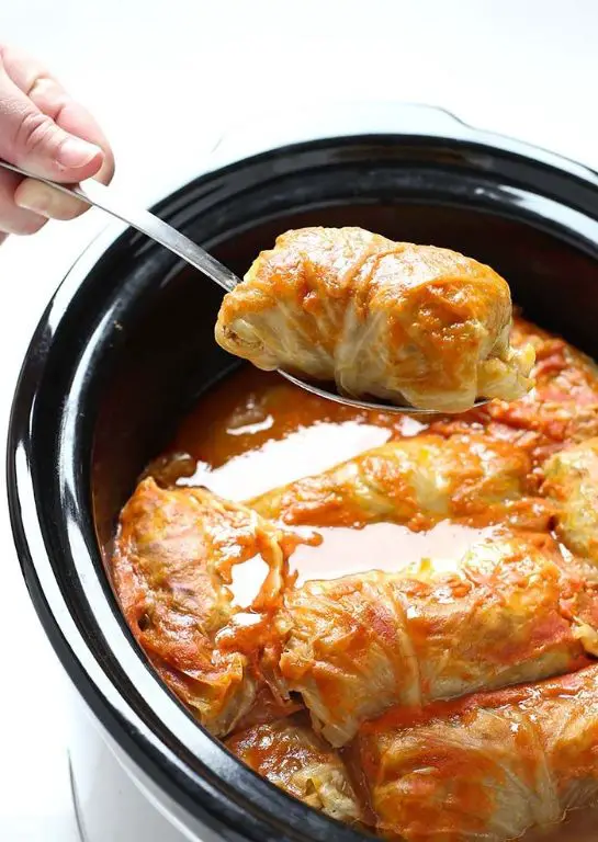 Slow Cooker Turkey and Rice Stuffed Cabbage Rolls