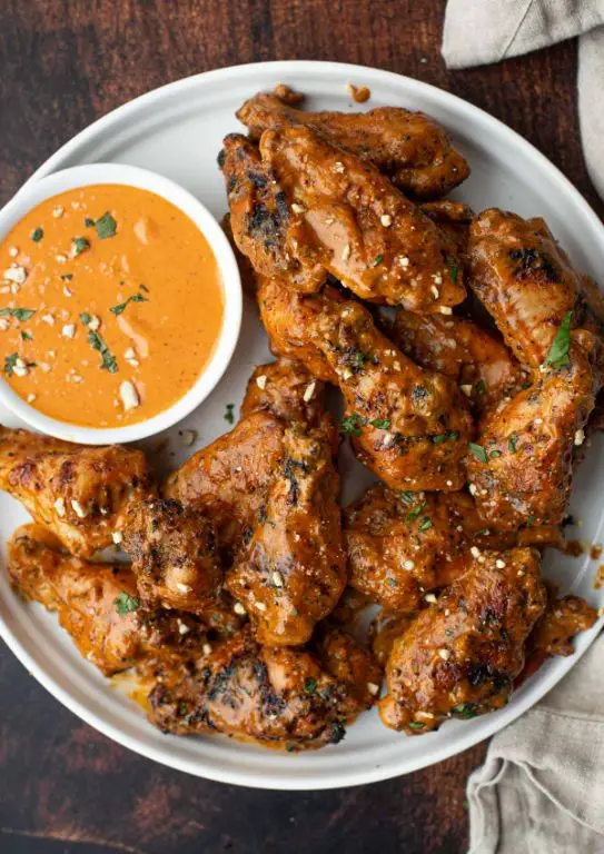 Smoked Chicken Wings with Spicy Peanut Sauce