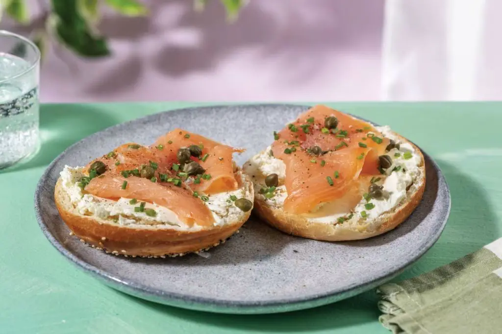 Smoked Cream Cheese and Smoked Salmon Bagel