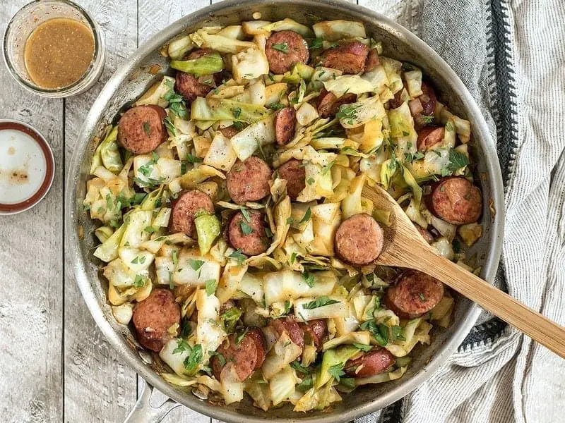 Smoked Sausage Creamed Cabbage Skillet