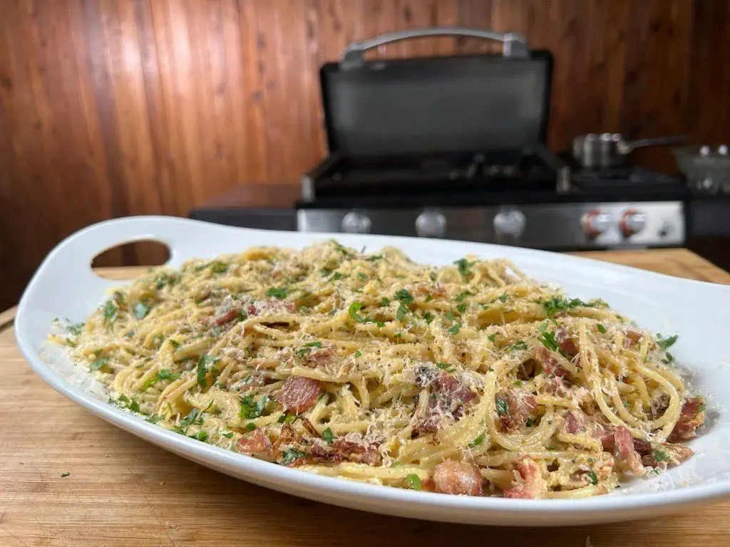 Smoky Bacon Carbonara Blackstone Pasta