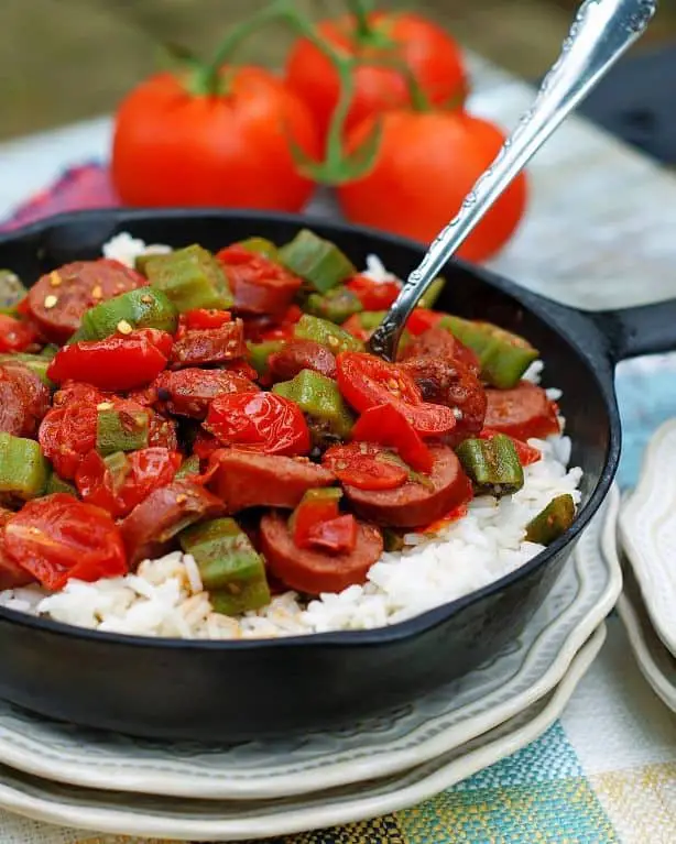 Smoky Okra and Sausage Skillet