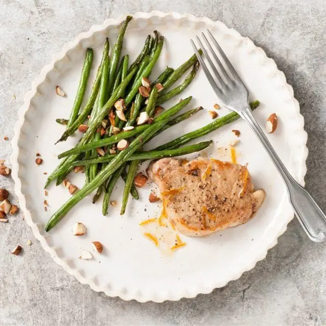 Smothered Pork Chops with Green Beans and Almonds