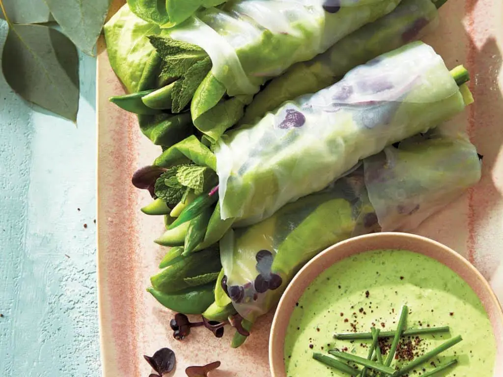 Snap Pea and Avocado Spring Rolls