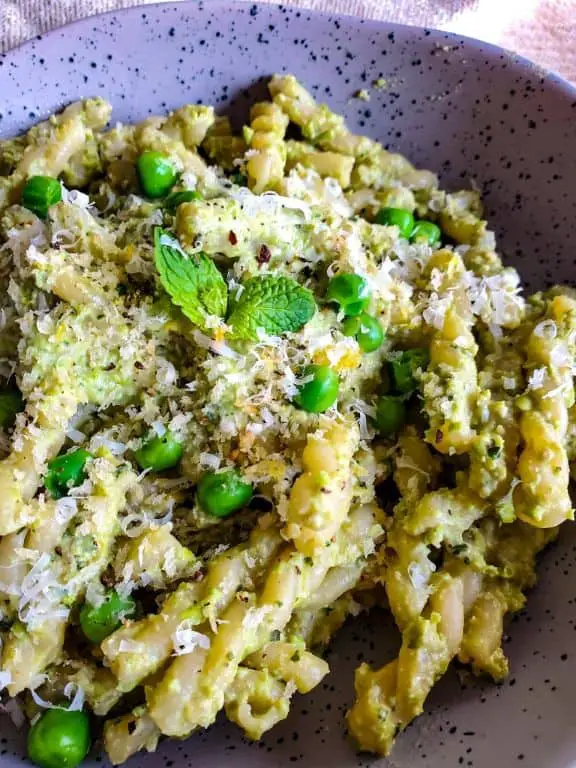 Snap Pea and Mint Pesto Pasta