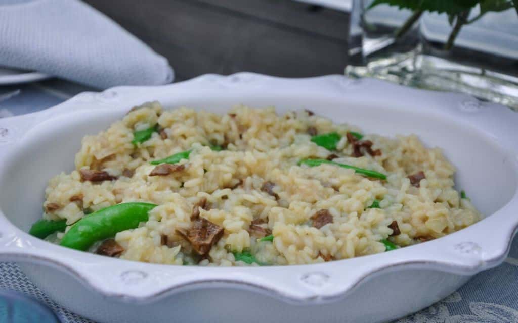 Snap Pea and Mushroom Risotto