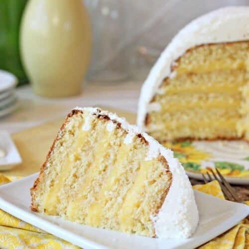 Snowflake Coconut Cake with Lemon Curd Filling