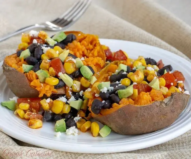 Southwest Stuffed Sweet Potatoes with Corn Salsa
