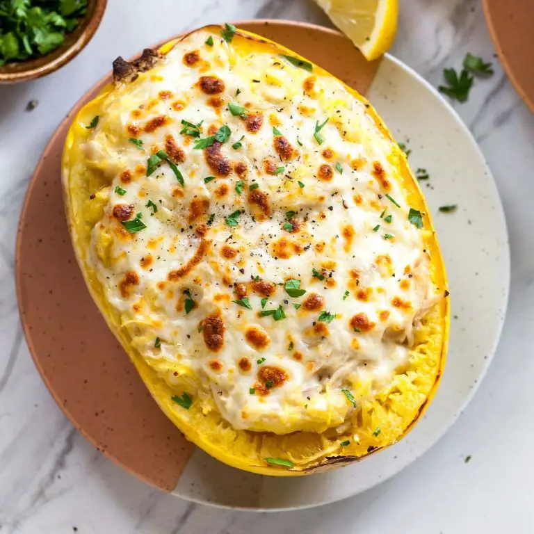 Spaghetti Squash Pasta with Chicken Alfredo