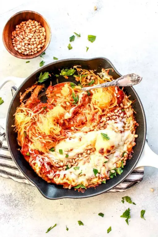 Spaghetti Squash Pasta with Marinara and Mozzarella