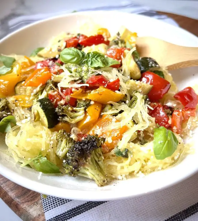 Spaghetti Squash Pasta with Roasted Vegetables
