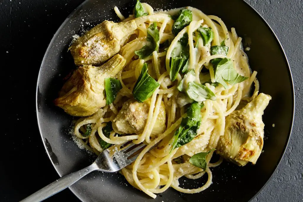 Spaghetti with Artichoke Hearts and Lemon Zest