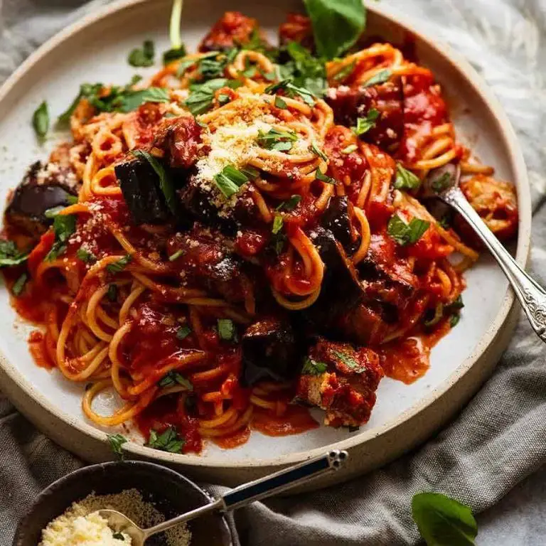 Spaghetti with Eggplant and Tomato Sauce