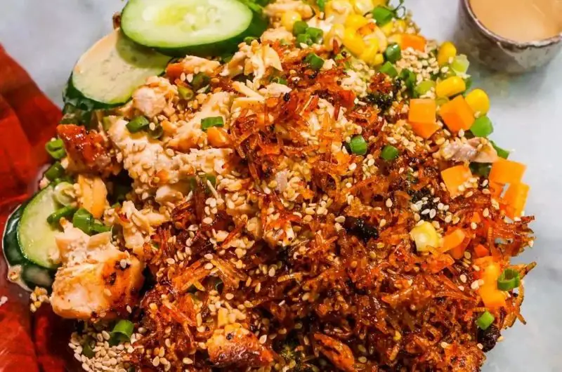 Spam Rice Salad with Sesame Dressing