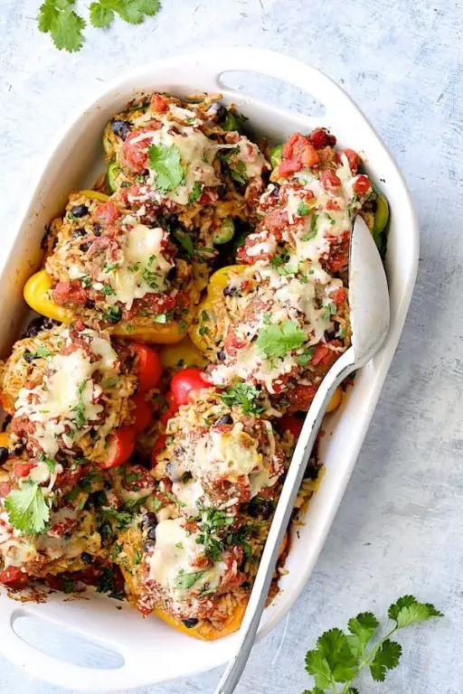 Spanish Chicken and Rice Stuffed Peppers