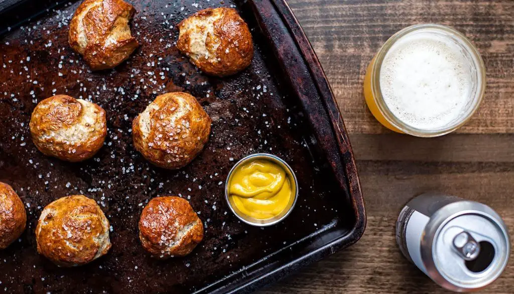 Spent Grain Pretzels with Mustard Dip