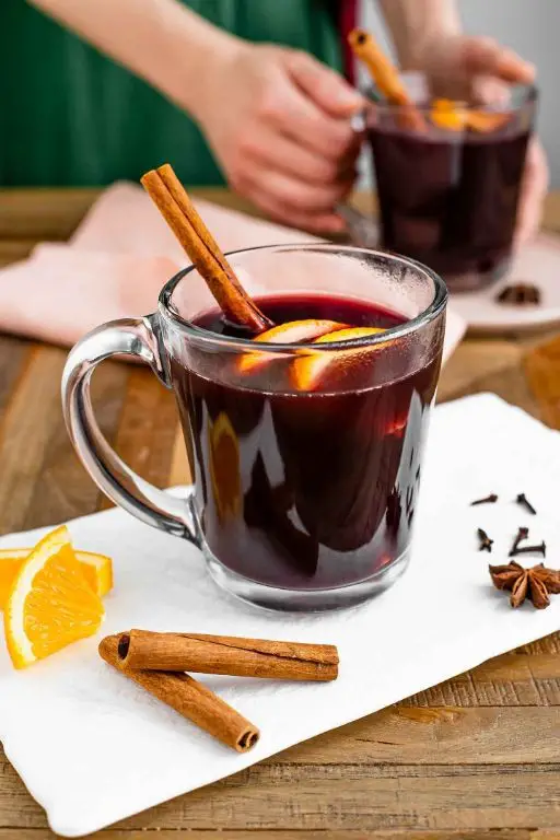 Spiced Mulled Wine with Cinnamon Sticks