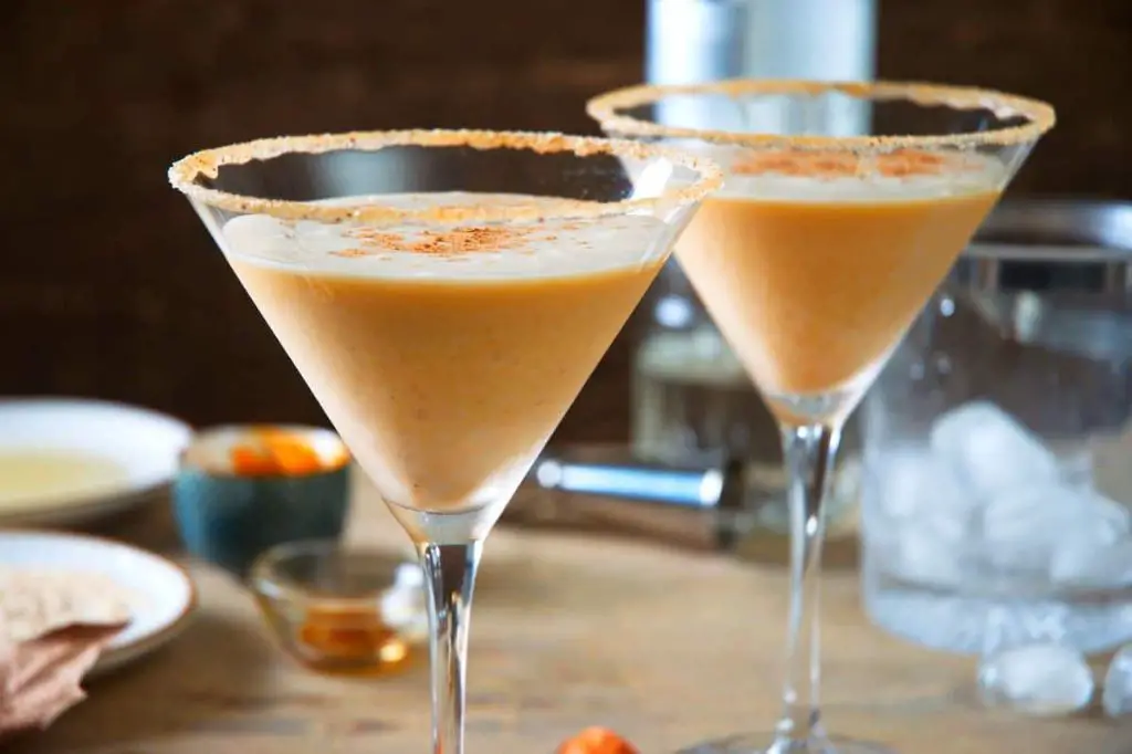Spiced Pumpkin Pie Martini with Cinnamon Sugar Rim