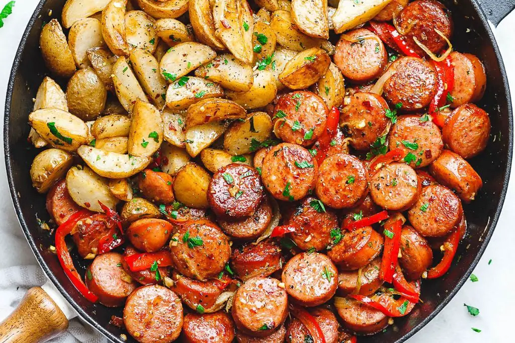 Spicy Beef Sausage and Potato Skillet