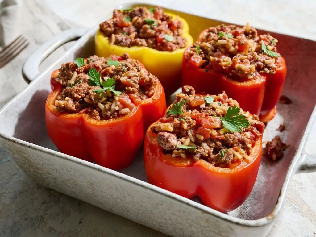 Spicy Beef Stuffed Bell Peppers