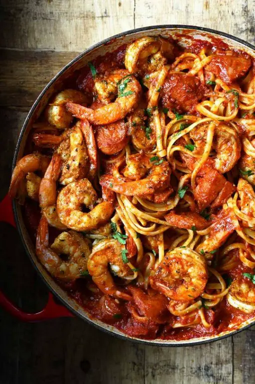 Spicy Cajun Shrimp and Sausage Pasta