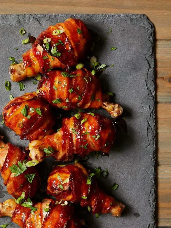 Spicy Chicken Drumsticks with Bacon Wrap