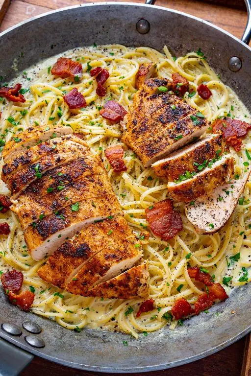 Spicy Chicken Pasta Carbonara