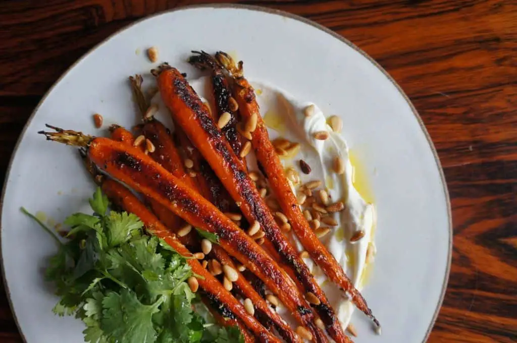 Spicy Harissa Roasted Carrots with Yogurt Dip
