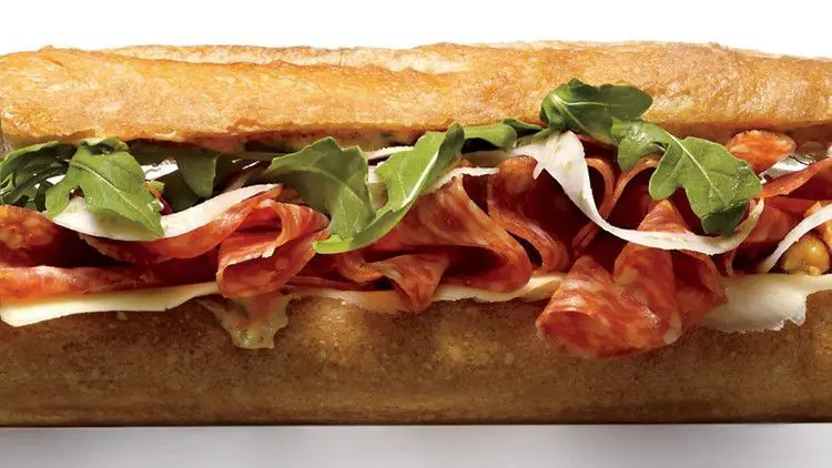 Spicy Italian Salami Baguette Sandwich