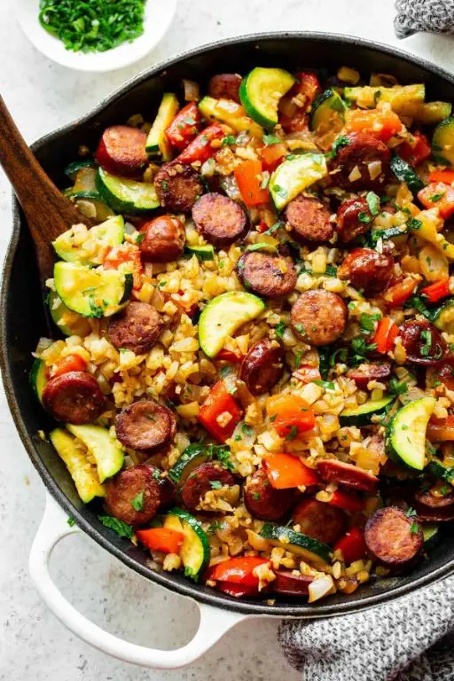 Spicy Keto Smoked Sausage Skillet