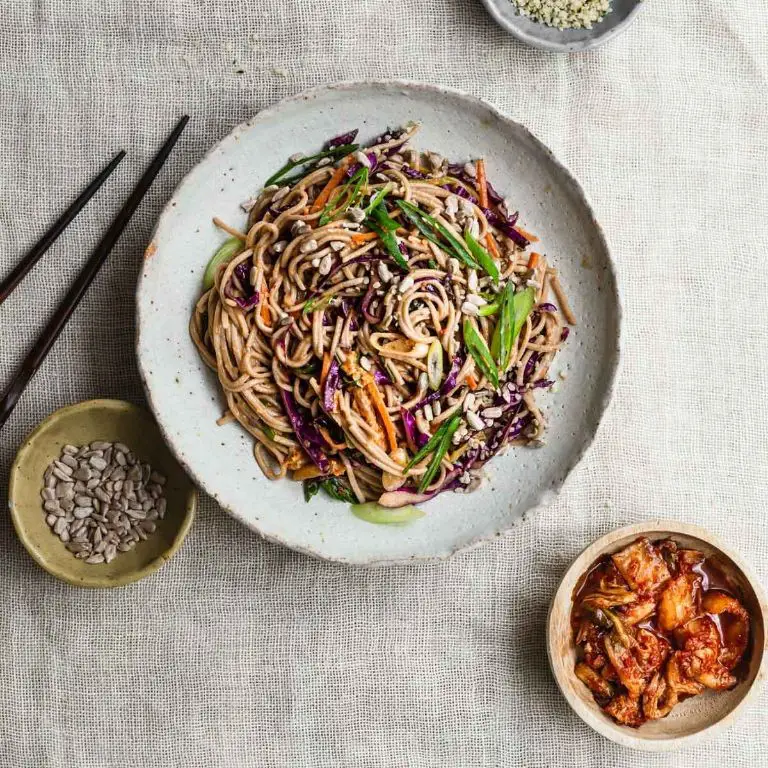 Spicy Kimchi Noodle Salad with Tofu
