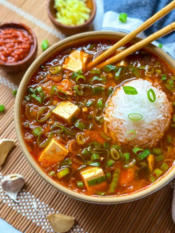 Spicy Kimchi and Tofu Soup