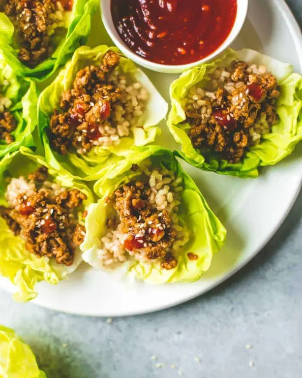 Spicy Korean Ground Chicken Lettuce Wraps