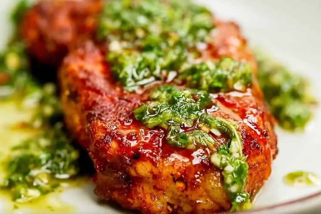 Spicy Pork Spedini with Chimichurri Sauce