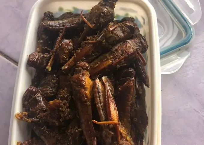 Spicy Roasted Grasshopper Skewers